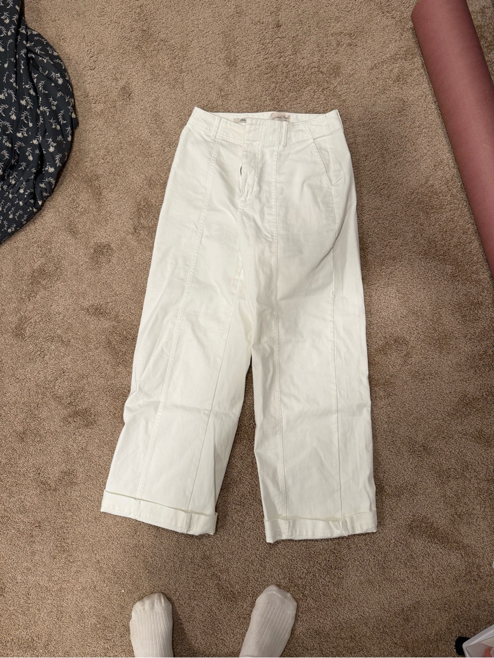 Universal Thread Cream Wide-Leg Cotton Pants
